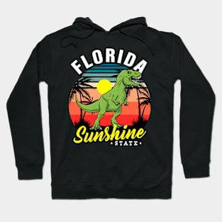 Dinosaur Trex Retro Sunset Florida Beach Sunshine Summer Hoodie